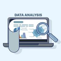 concept of data analysis and financial research with data analysis of financial data, analysis of data analysis and monitoring on web report dashboard monitor and business financial investment. vector