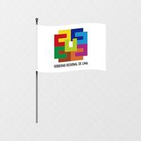 Department of Lima flag on flagpole. illustration. vector