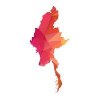 Abstract Polygon Map - Low Poly Color Rainbow Myanmar map of isolated. vector