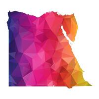 Abstract Polygon Map - Low Poly Color Rainbow Egypt map of isolated. vector