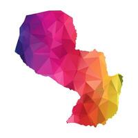 Abstract Polygon Map - Low Poly Color Rainbow Paraguay map of isolated. vector