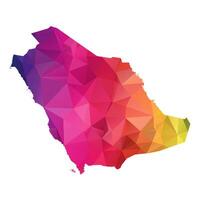 Abstract Polygon Map - Low Poly Color Rainbow Saudi Arabia map of isolated. vector