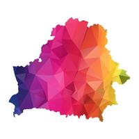 Abstract Polygon Map - Low Poly Color Rainbow Belarus map of isolated. vector
