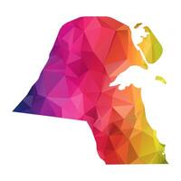 Abstract Polygon Map - Low Poly Color Rainbow Kuwait map of isolated. vector