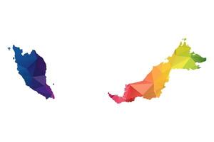 Abstract Polygon Map - Low Poly Color Rainbow Malaysia map of isolated. vector