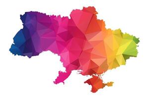 Abstract Polygon Map - Low Poly Color Rainbow Ukraine map of isolated. vector