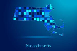 concepts of Massachusetts Network Digital Technology Graphic illustration. Blue Color. Internet Futuristic Concept Map. vector