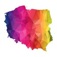 Abstract Polygon Map - Low Poly Color Rainbow Poland map of isolated. vector