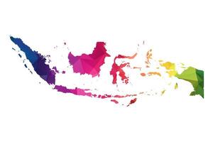 Abstract Polygon Map - Low Poly Color Rainbow Indonesia map of isolated. vector