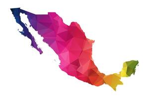 Abstract Polygon Map - Low Poly Color Rainbow Mexico map of isolated. vector