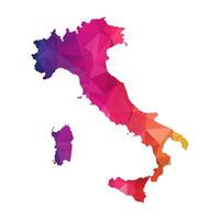 Abstract Polygon Map - Low Poly Color Rainbow Italy map of isolated. vector