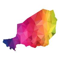 Abstract Polygon Map - Low Poly Color Rainbow Niger map of isolated. vector