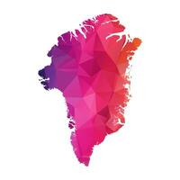 Abstract Polygon Map - Low Poly Color Rainbow Greenland map of isolated. vector