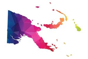 Abstract Polygon Map - Low Poly Color Rainbow Papua New Guinea map of isolated. vector