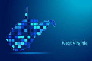 concepts of West Virginia Network Digital Technology Graphic illustration. Blue Color. Internet Futuristic Concept Map. vector