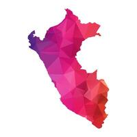 Abstract Polygon Map - Low Poly Color Rainbow Peru map of isolated. vector
