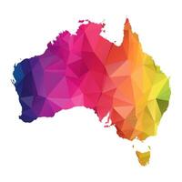 Abstract Polygon Map - Low Poly Color Rainbow Australia map of isolated. vector