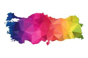 Abstract Polygon Map - Low Poly Color Rainbow Turkey map of isolated. vector