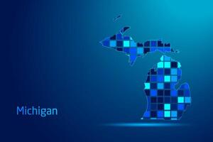 concepts of Michigan Network Digital Technology Graphic illustration. Blue Color. Internet Futuristic Concept Map. vector