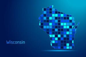 concepts of Wisconsin Network Digital Technology Graphic illustration. Blue Color. Internet Futuristic Concept Map. vector