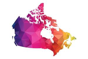 Abstract Polygon Map - Low Poly Color Rainbow Canada map of isolated. vector