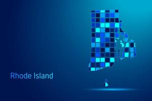 concepts of Rhode Island Network Digital Technology Graphic illustration. Blue Color. Internet Futuristic Concept Map. vector