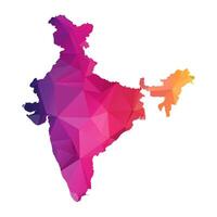 Abstract Polygon Map - Low Poly Color Rainbow India map of isolated. vector