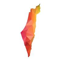 Abstract Polygon Map - Low Poly Color Rainbow Israel map of isolated. vector