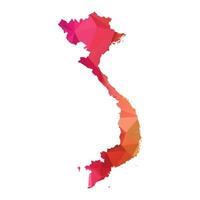 Abstract Polygon Map - Low Poly Color Rainbow Vietnam map of isolated. vector