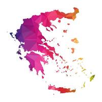 Abstract Polygon Map - Low Poly Color Rainbow Greece map of isolated. vector