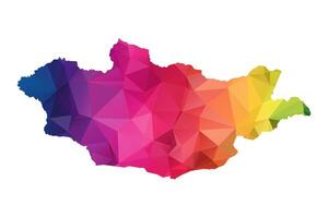 Abstract Polygon Map - Low Poly Color Rainbow Mongolia map of isolated. vector