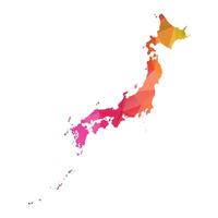 Abstract Polygon Map - Low Poly Color Rainbow Japan map of isolated. vector