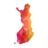 Abstract Polygon Map - Low Poly Color Rainbow Finland map of isolated. vector