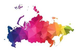 Abstract Polygon Map - Low Poly Color Rainbow Russia map of isolated. vector