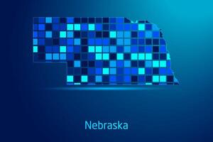 concepts of Nebraska Network Digital Technology Graphic illustration. Blue Color. Internet Futuristic Concept Map. vector