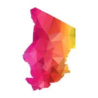Abstract Polygon Map - Low Poly Color Rainbow Chad map of isolated. vector