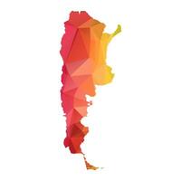 Abstract Polygon Map - Low Poly Color Rainbow Argentina map of isolated. vector