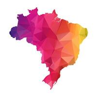 Abstract Polygon Map - Low Poly Color Rainbow Brazil map of isolated. vector