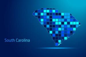 concepts of South Carolina Network Digital Technology Graphic illustration. Blue Color. Internet Futuristic Concept Map. vector
