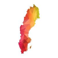 Abstract Polygon Map - Low Poly Color Rainbow Sweden map of isolated. vector