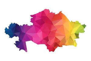 Abstract Polygon Map - Low Poly Color Rainbow Kazakhstan map of isolated. vector
