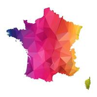 Abstract Polygon Map - Low Poly Color Rainbow France map of isolated. vector