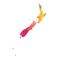 Abstract Polygon Map - Low Poly Color Rainbow New Zealand map of isolated. vector