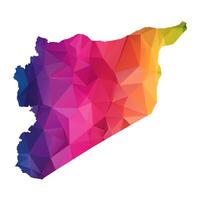 Abstract Polygon Map - Low Poly Color Rainbow Syria map of isolated. vector
