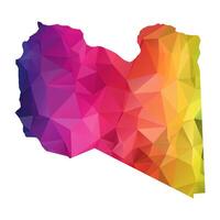 Abstract Polygon Map - Low Poly Color Rainbow Libya map of isolated. vector