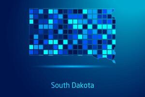concepts of South Dakota Network Digital Technology Graphic illustration. Blue Color. Internet Futuristic Concept Map. vector