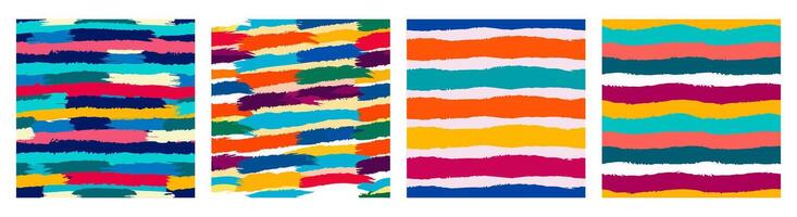 Colorful seamless patterns with abstract brush strokes. Vibrant and dynamic designs perfect for backgrounds, textiles, and digital media vector