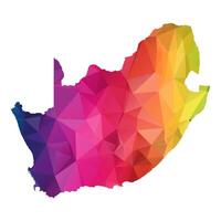Abstract Polygon Map - Low Poly Color Rainbow South Africa map of isolated. vector