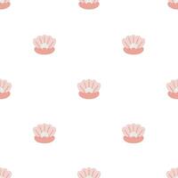 Seamless pattern with seashell with pearl. Sea background. For for kids design, fabric, wrapping, cards, textile, wallpaper, apparel. Isolated cartoon illustration on white background. vector
