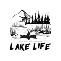 lake life enjoy happy design vector
